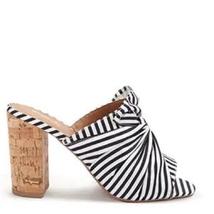 Qupid Striped Mule Heeled Sandal Size 7